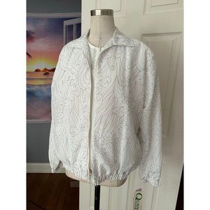 NWT Quantum Sport white print full zip jacket MED